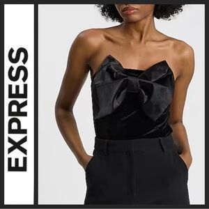 NWT Express Black Strapless Velvet Bodysuit